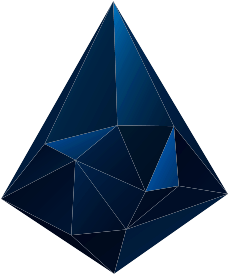 A blue triangle on a black background.
